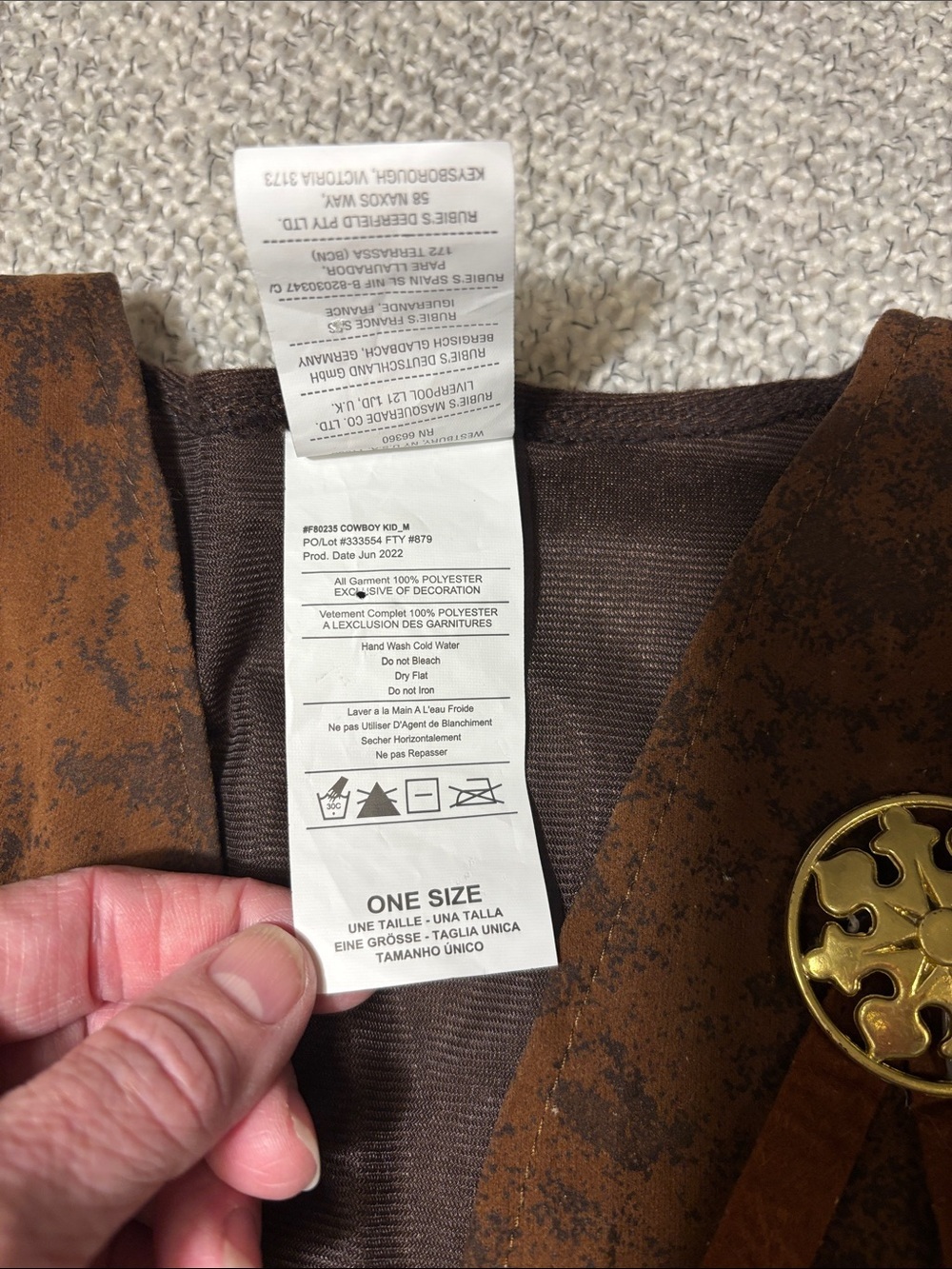 Kids Black & Tan Chaps and Brown Western Fringe Vest Costume Set - Picture 8 of 11